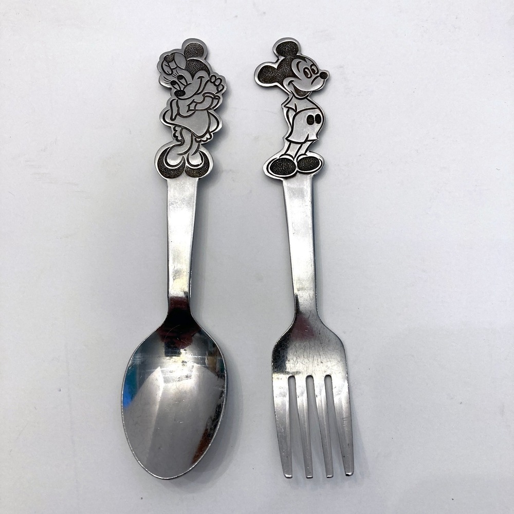 Walt Disney by Bonny Micky & Minnie Fork Spoon Toddler Stainless Japan Vintage